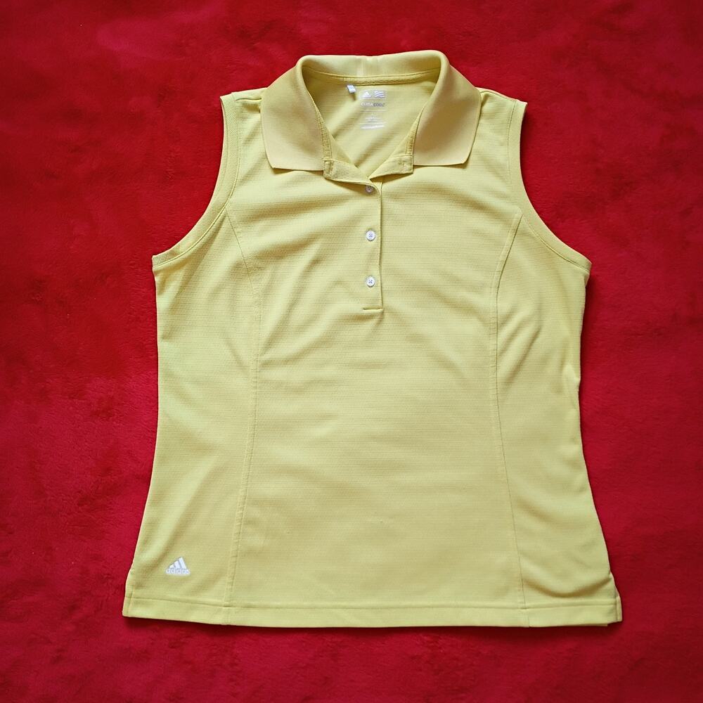 Adidas Ultimate 365 Polo Golf Shirt Yellow Women Sz L Sporty Outside Activewear